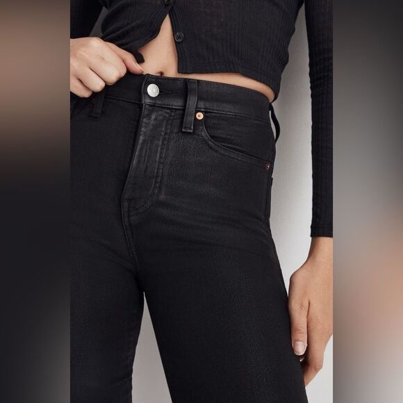 NEW Madewell Black Coated High Rise Waist Stovepipe Jeans Size 24 NWT - Picture 7 of 16